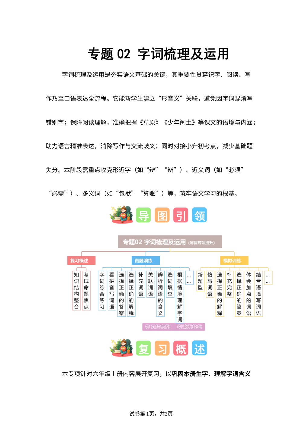 专题02 字词梳理及运用（专项训练）六年级语文寒假专项提升（统编版） 第1页预览