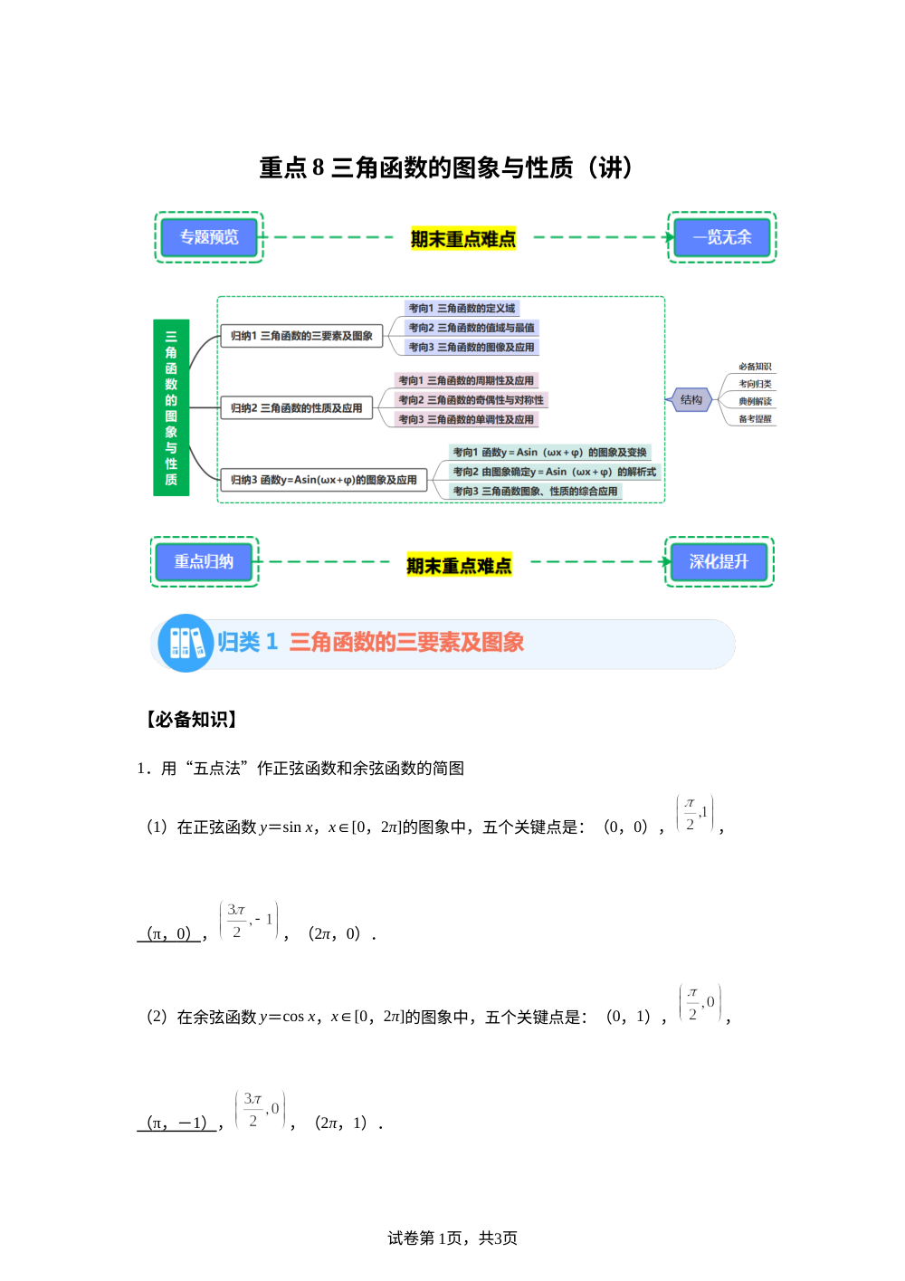 重点8 三角函数的图象与性质【讲】2026-2026学年期中重难点攻略 第1页预览
