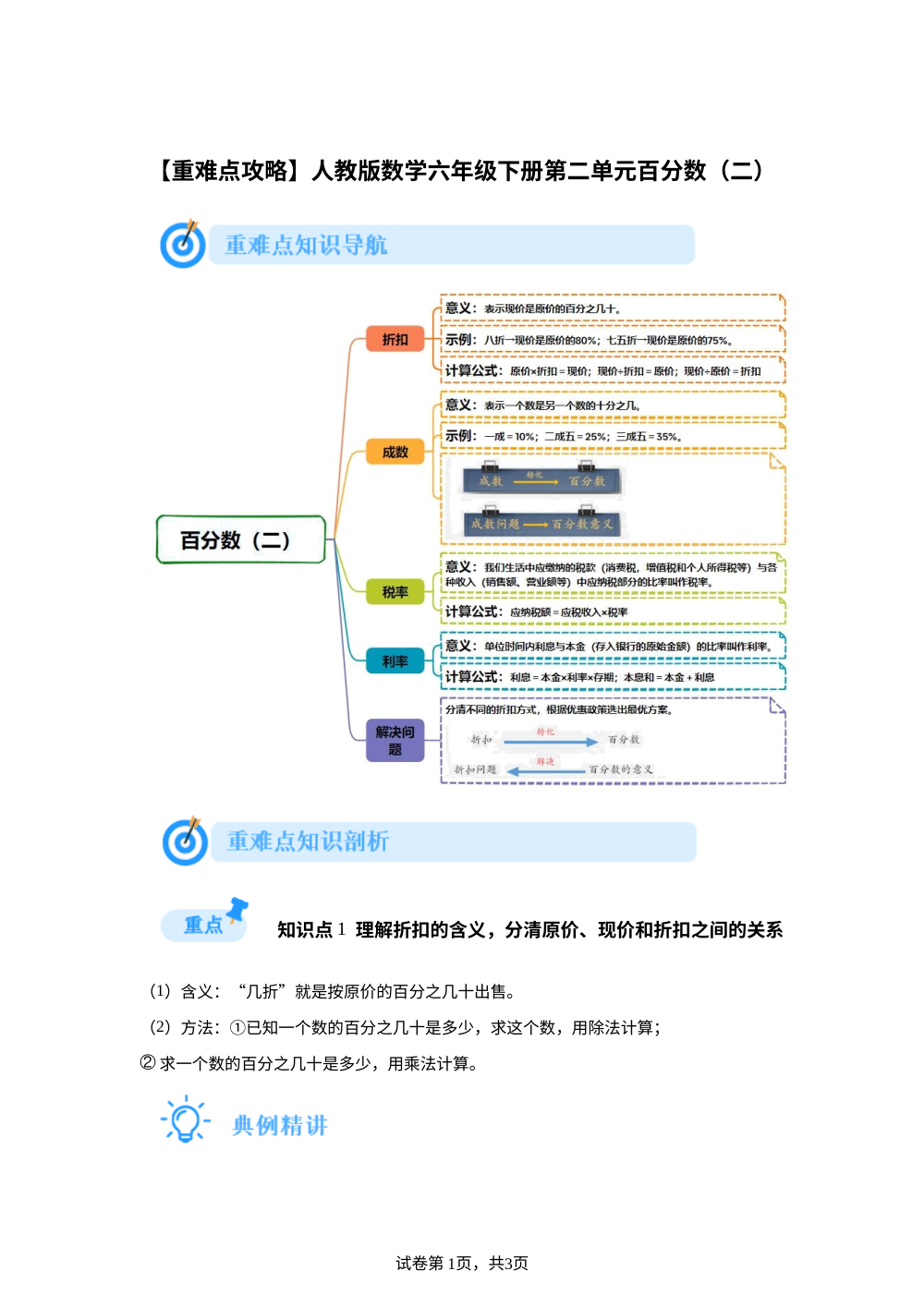 【重难点攻略】人教版数学六年级下册 第二单元百分数（二） 第1页预览