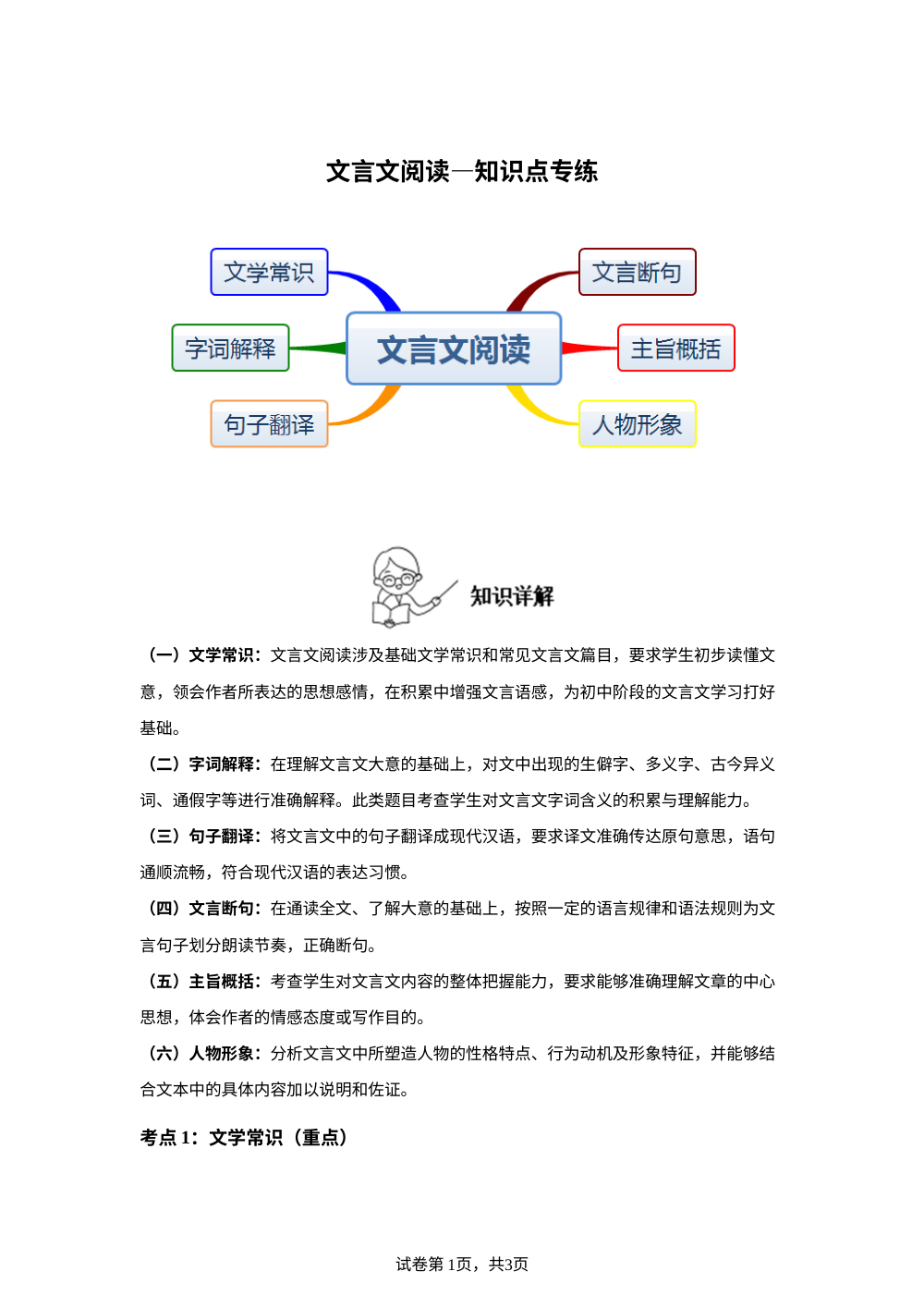 文言文阅读&mdash;知识点专练 第1页预览