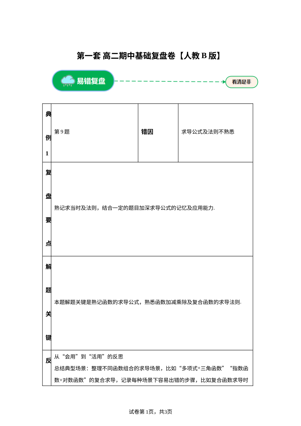 第一套 基础复盘卷 (高二下学期期中备考研习室)人教B版 第1页预览