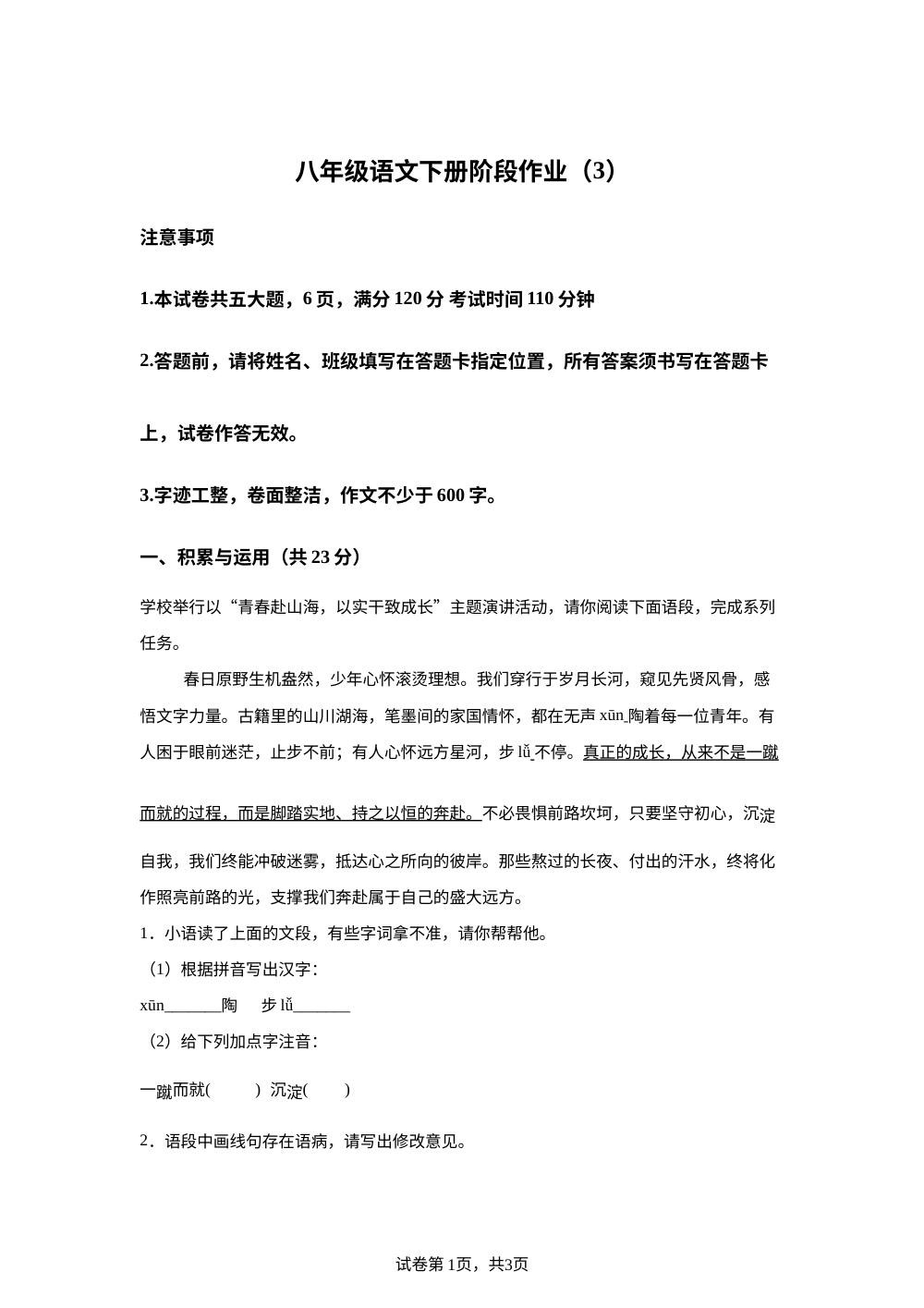 河南省周口市沈丘县部分校2025-2026学年八年级下学期6月阶段检测语文试题 第1页预览