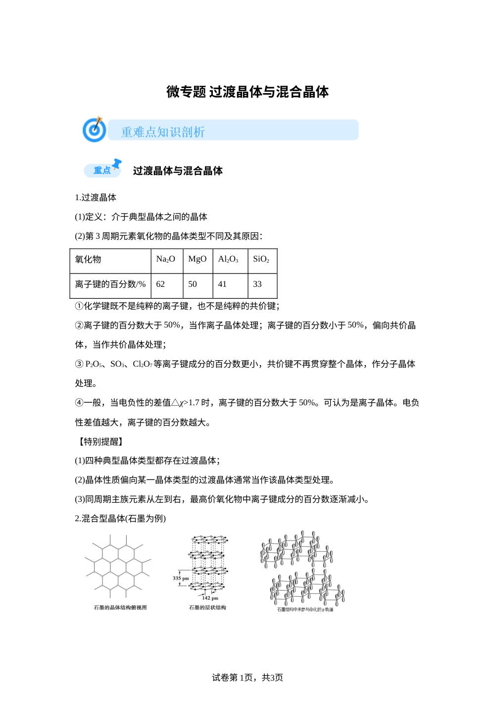 微专题11 过渡晶体与混合晶体(鲁科版) 第1页预览