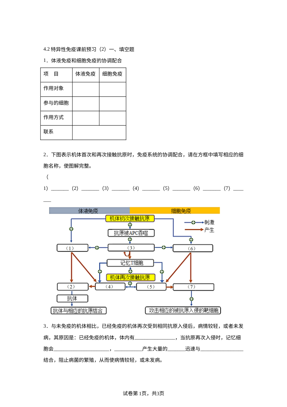 4.2特异性免疫课前预习（2） 第1页预览
