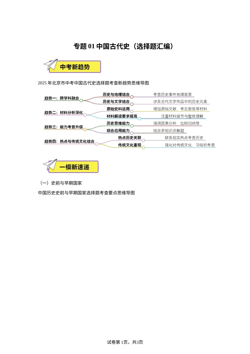专题01 中国古代史（选择题汇编）（北京专用）-【好题汇编】2025年中考历史一模试题分类汇编 第1页预览