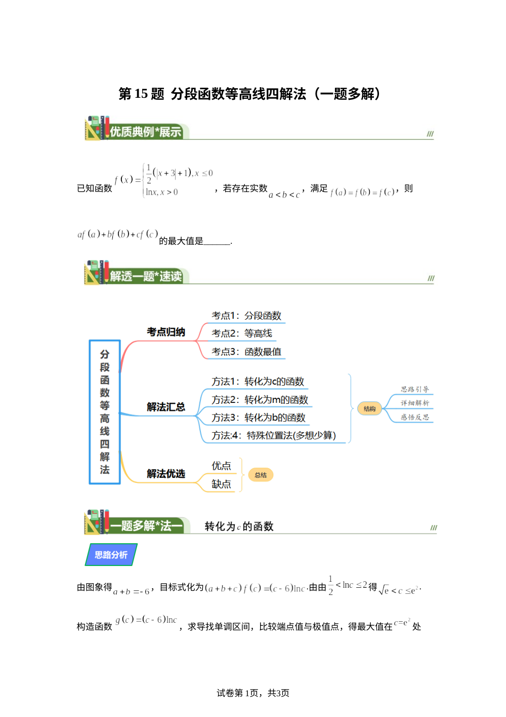 第15题 分段函数等高线四解法（一题多解）7月刊 第1页预览